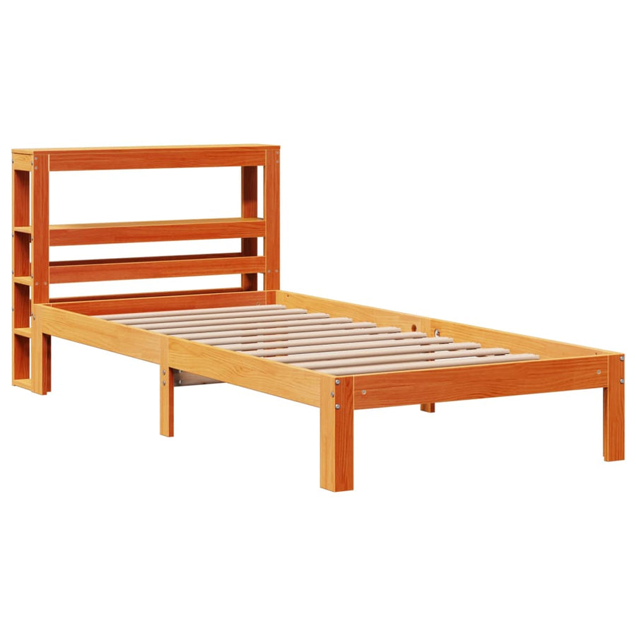 Bedframe zonder matras massief grenenhout wasbruin 100x200 cm