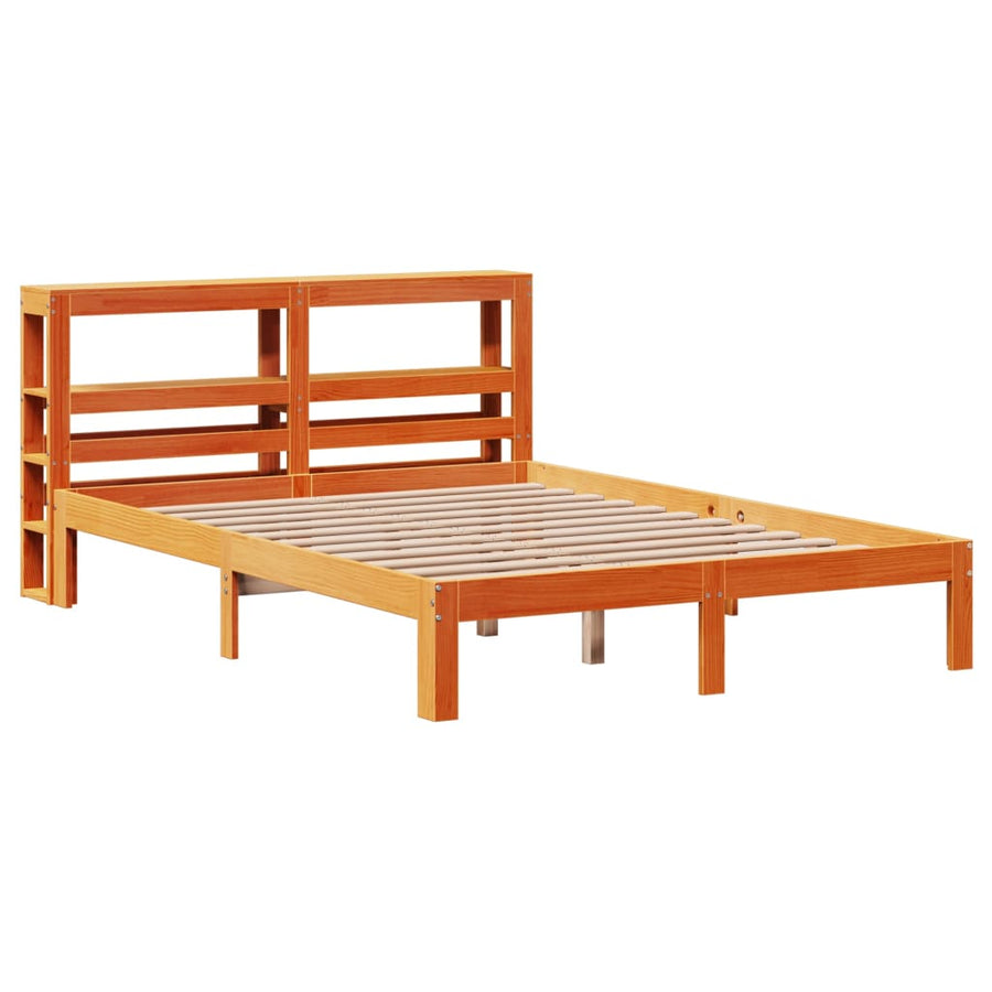 Bedframe zonder matras massief grenenhout wasbruin 140x200 cm
