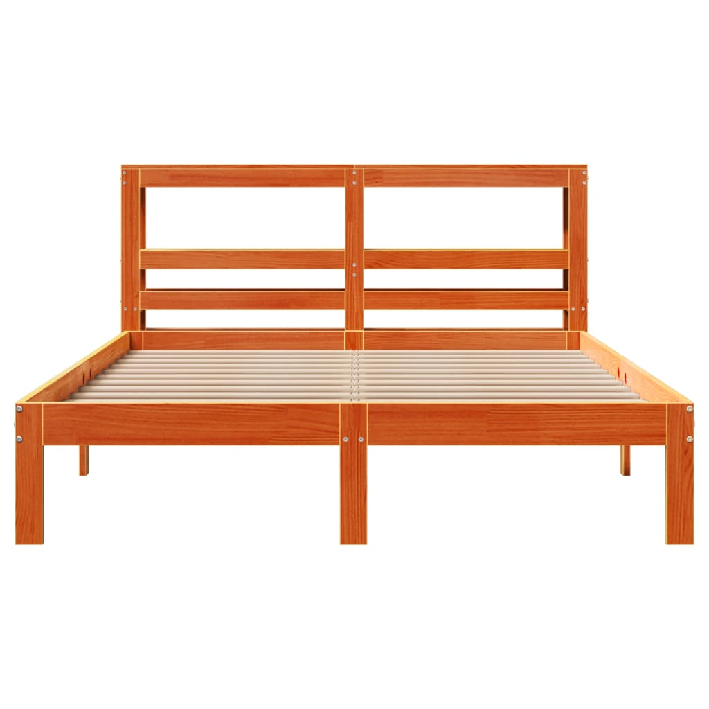 Bedframe zonder matras massief grenenhout wasbruin 140x200 cm