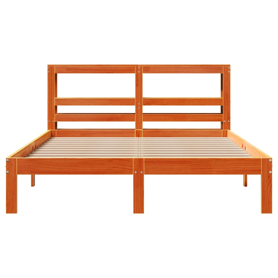 Bedframe zonder matras massief grenenhout wasbruin 140x200 cm