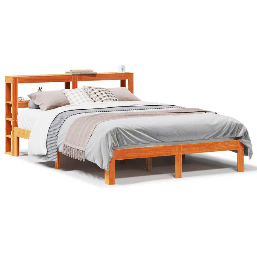 Bedframe zonder matras massief grenenhout wasbruin 140x200 cm