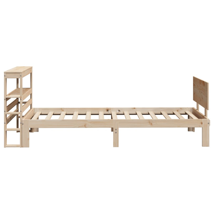 Bedframe met hoofdbord massief grenenhout 90x190 cm