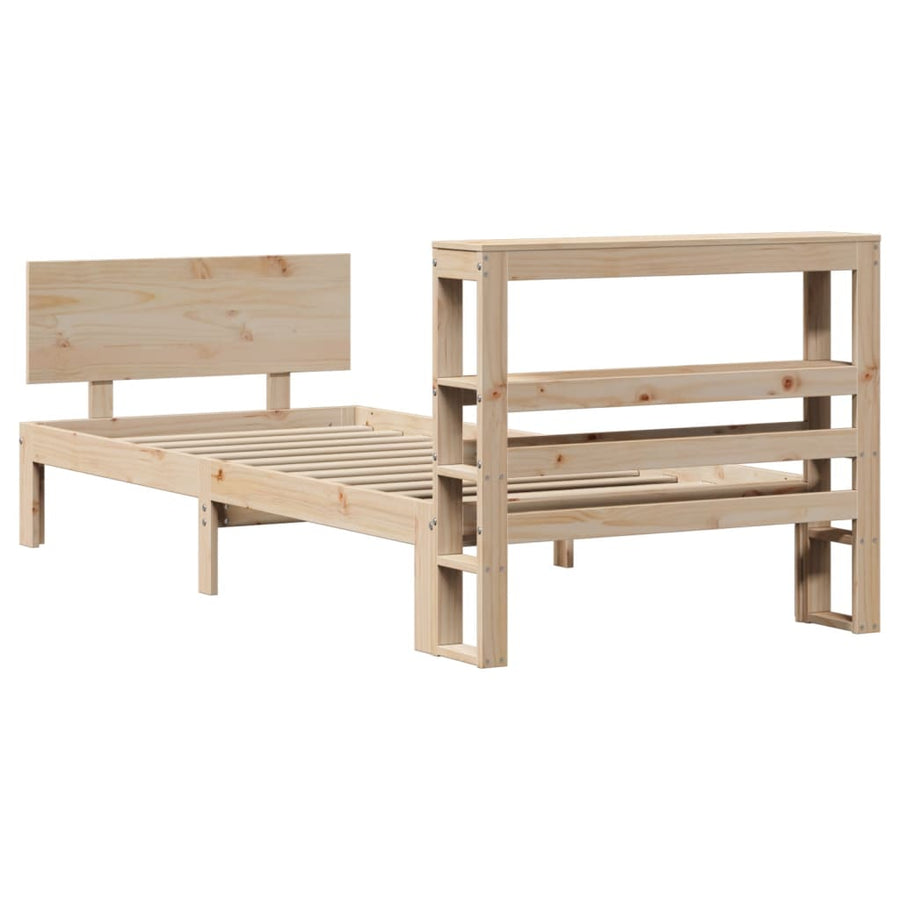 Bedframe met hoofdbord massief grenenhout 90x190 cm