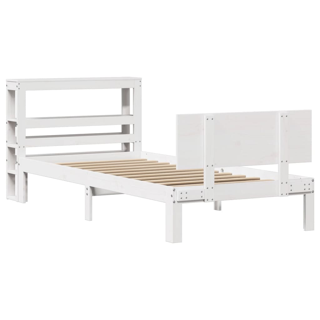 Bedframe Met Hoofdeinde Zonder Matras 90 x 190 cm Wit