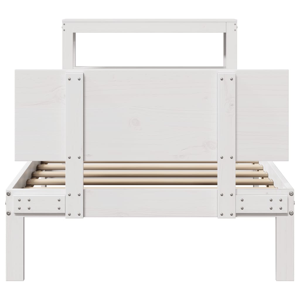 Bedframe Met Hoofdeinde Zonder Matras 90 x 190 cm Wit
