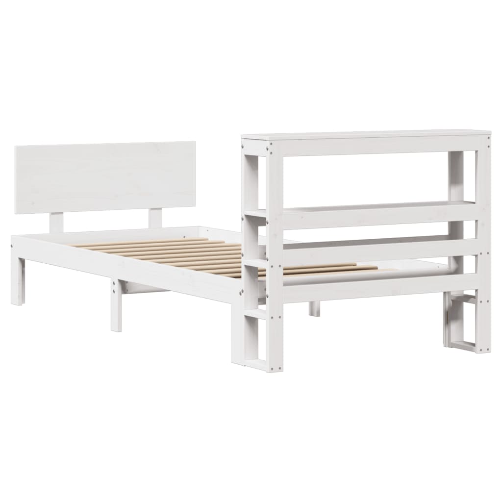 Bedframe Met Hoofdeinde Zonder Matras 90 x 190 cm Wit