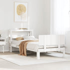 Bed frame with headboard without mattress 90x190 cm white