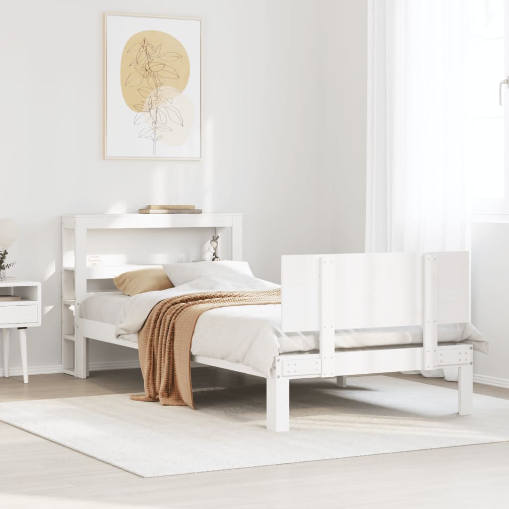 Bedframe Met Hoofdeinde Zonder Matras 90 x 190 cm Wit