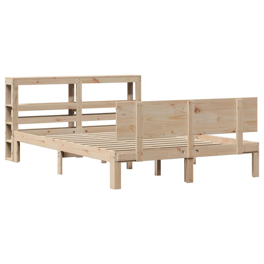 Bedframe met hoofdbord massief grenenhout 120x190 cm