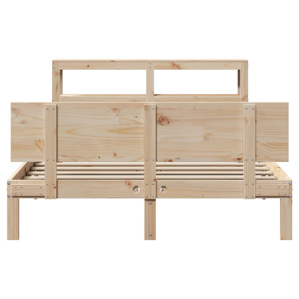 Bedframe met hoofdbord massief grenenhout 120x190 cm
