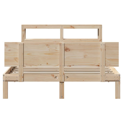 Bedframe met hoofdbord massief grenenhout 120x190 cm