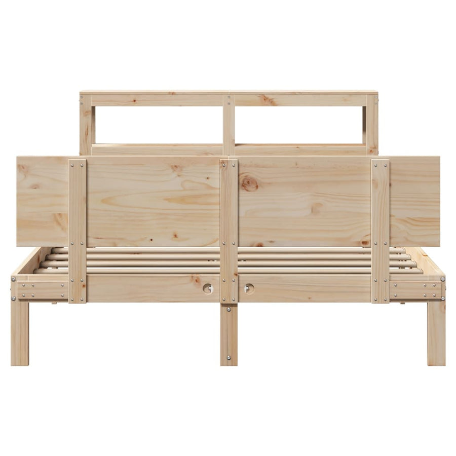 Bedframe met hoofdbord massief grenenhout 120x190 cm