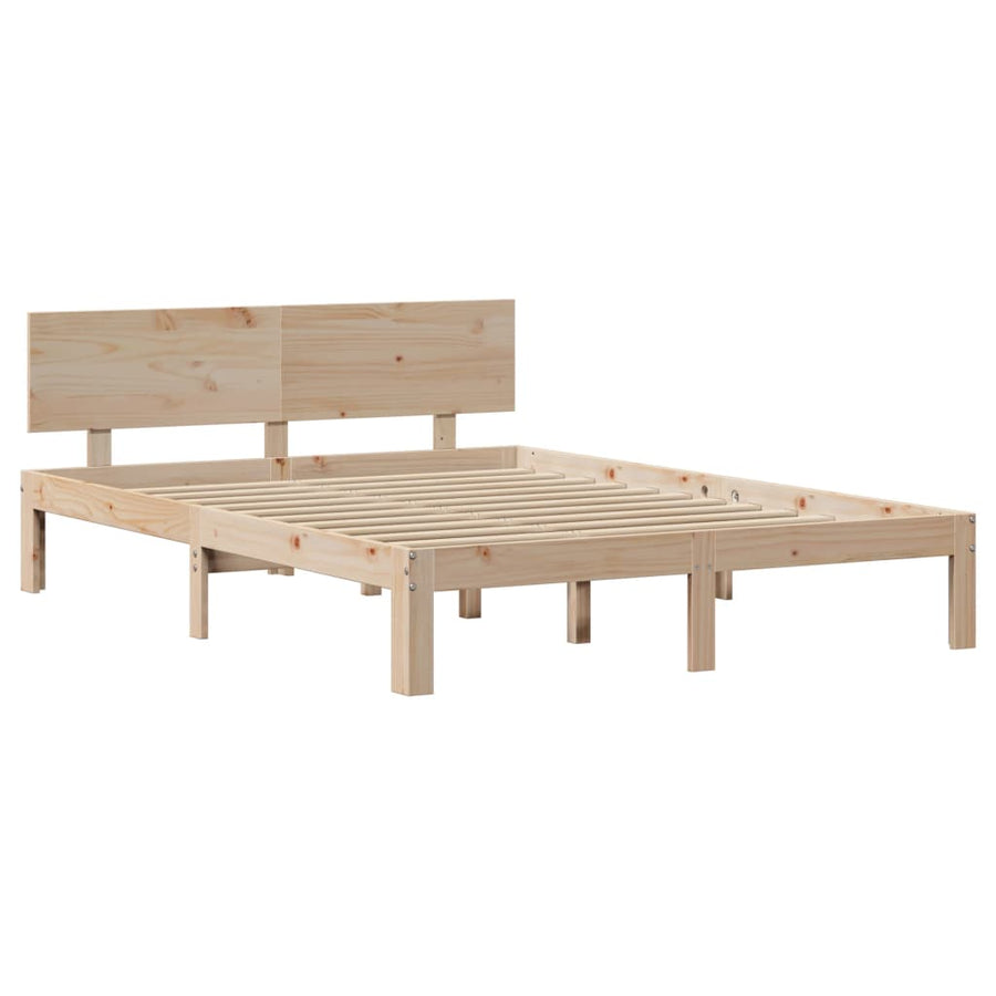 Bedframe met hoofdbord massief grenenhout 120x190 cm