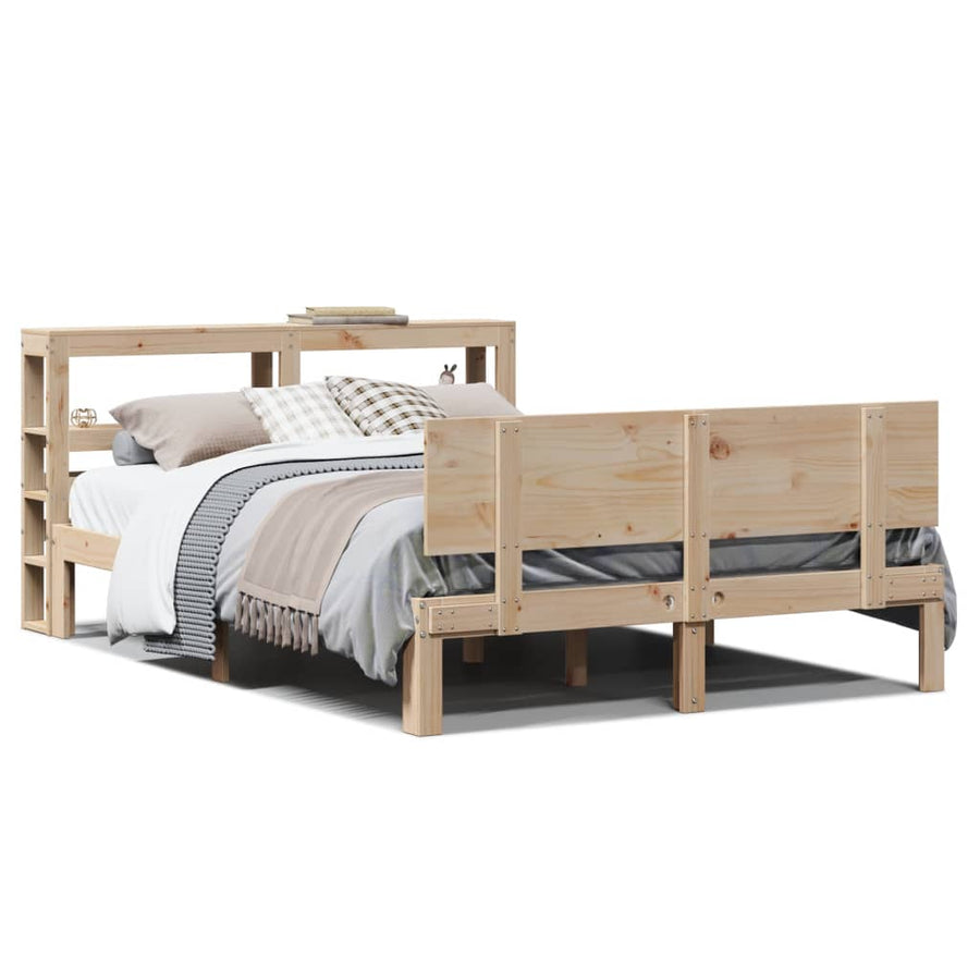 Bedframe met hoofdbord massief grenenhout 120x190 cm