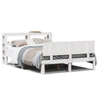 Bed frame with headboard solid pine wood white 135x190 cm