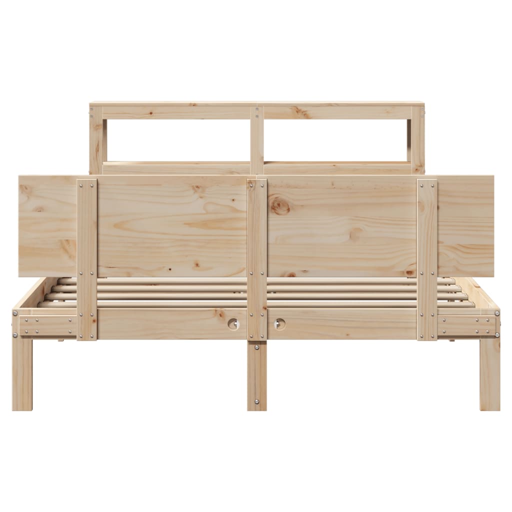 Bedframe met hoofdbord massief grenenhout 140x190 cm