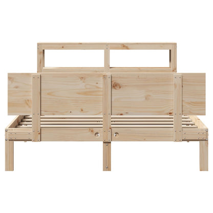 Bedframe met hoofdbord massief grenenhout 140x190 cm