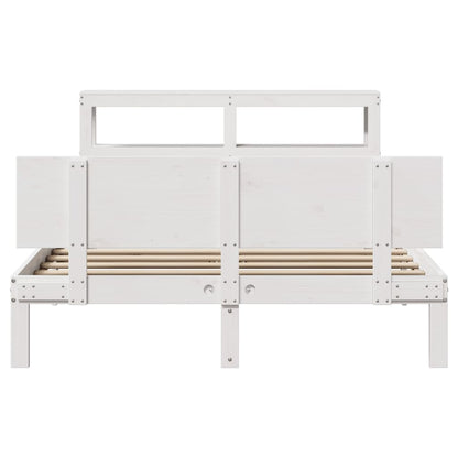 Bedframe met hoofdeinde zonder matras 140x190 cm wit