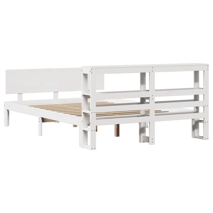 Bedframe met hoofdeinde zonder matras 140x190 cm wit