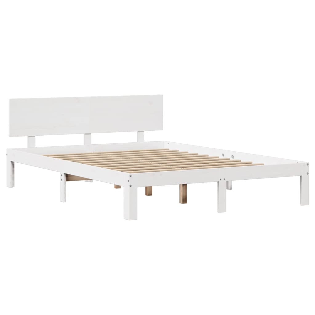 Bedframe met hoofdeinde zonder matras 140x190 cm wit