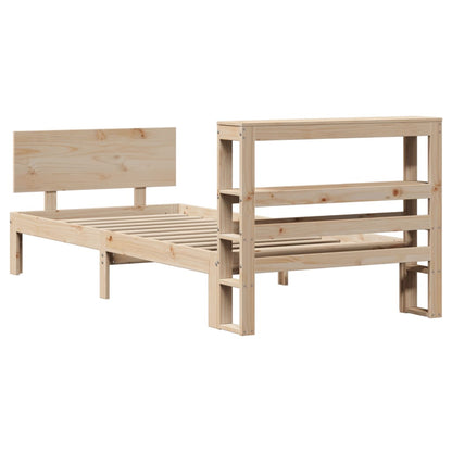 Bedframe met hoofdbord massief grenenhout 90x200 cm