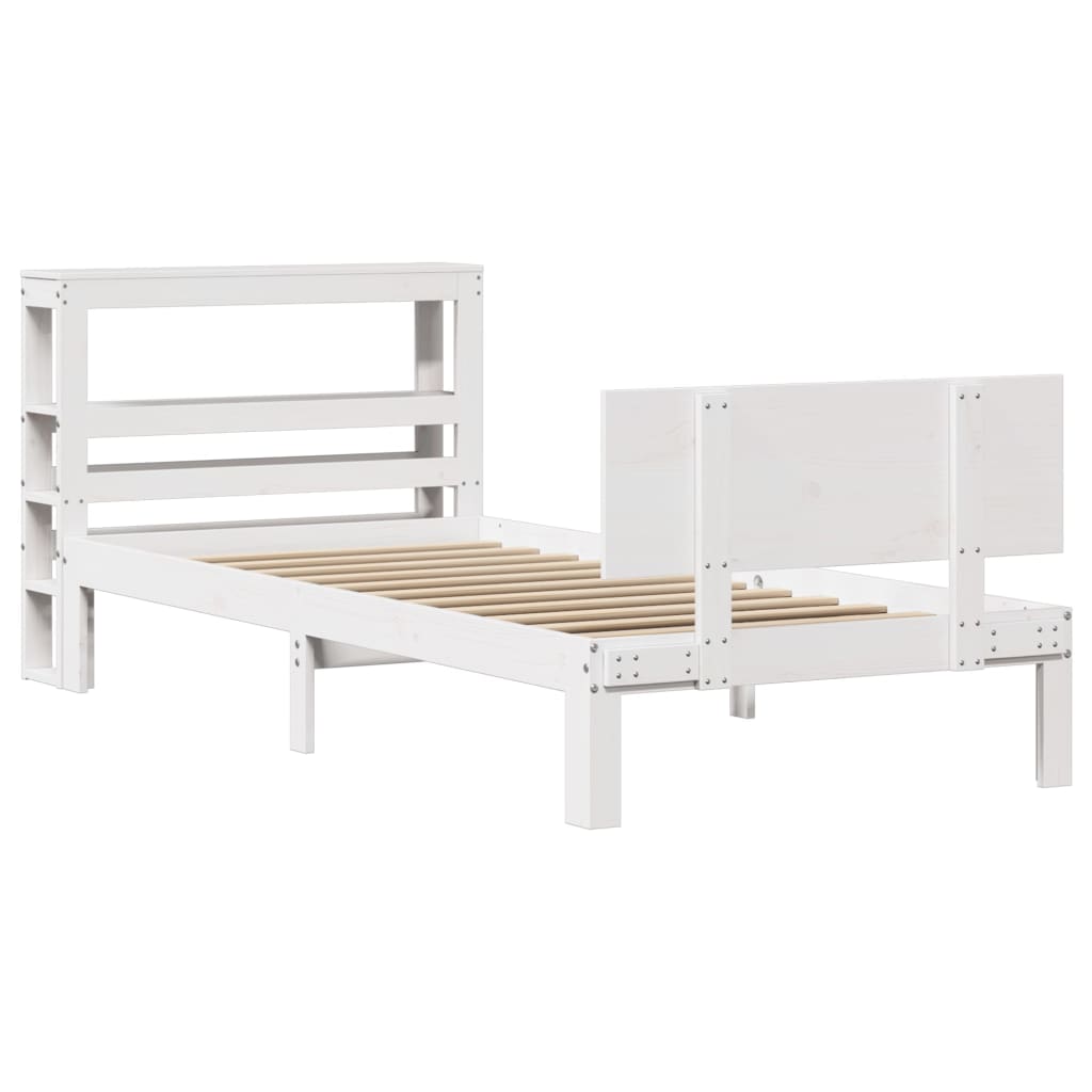 Bedframe Met Hoofdeinde Zonder Matras 90 x 200 cm Wit