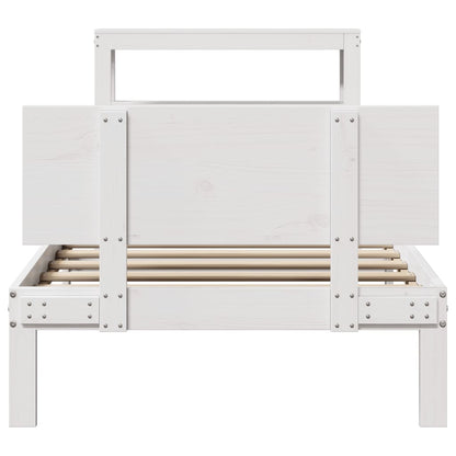 Bedframe Met Hoofdeinde Zonder Matras 90 x 200 cm Wit
