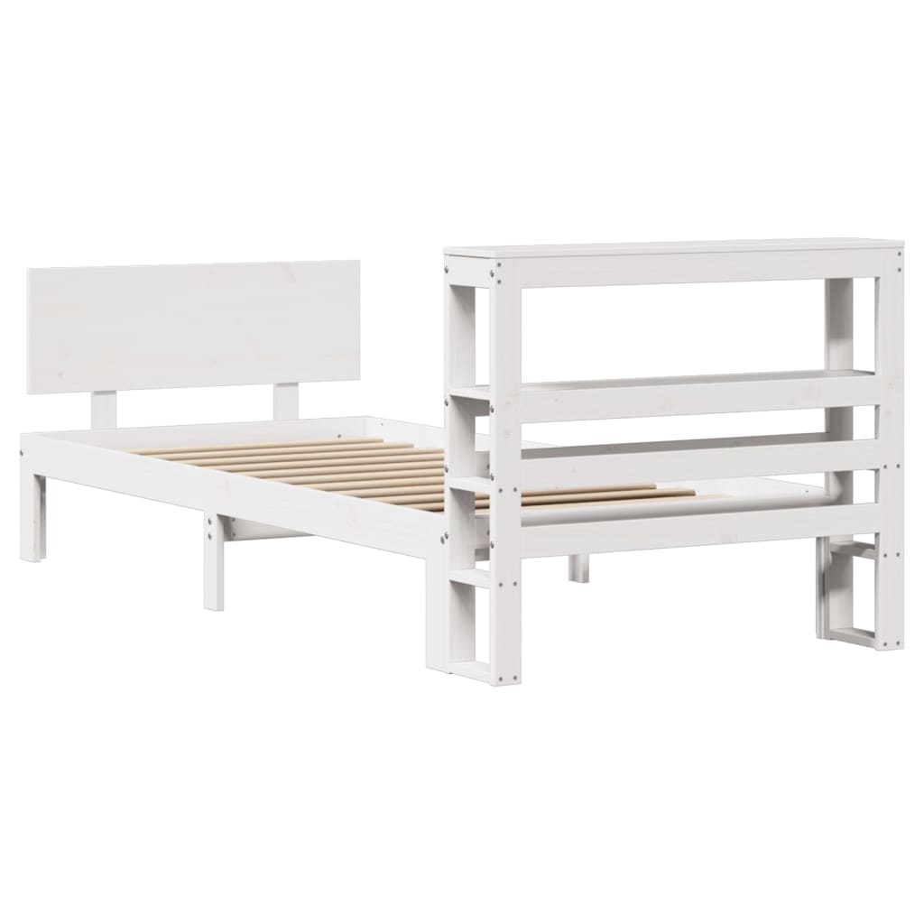 Bedframe Met Hoofdeinde Zonder Matras 90 x 200 cm Wit