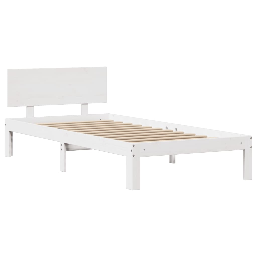 Bedframe Met Hoofdeinde Zonder Matras 90 x 200 cm Wit