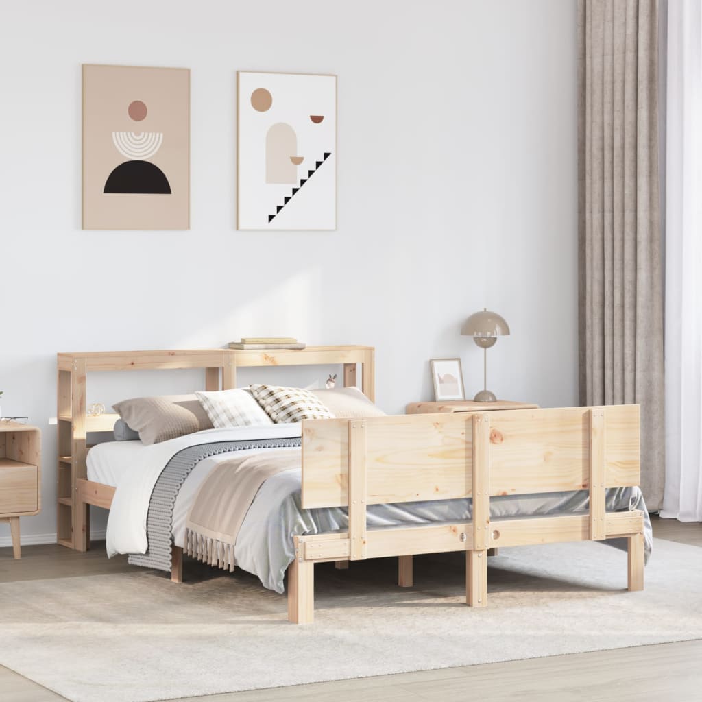 Bedframe met hoofdbord massief grenenhout 120x200 cm