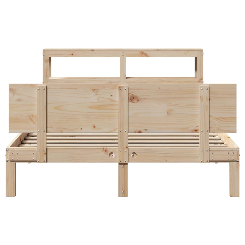 Bedframe met hoofdbord massief grenenhout 120x200 cm