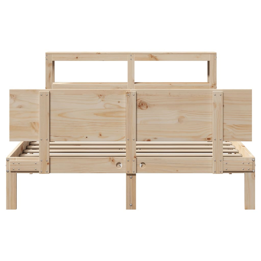 Bedframe met hoofdbord massief grenenhout 120x200 cm