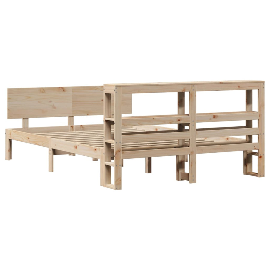 Bedframe met hoofdbord massief grenenhout 120x200 cm