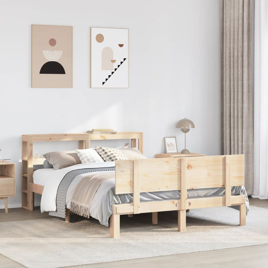 Bedframe met hoofdbord massief grenenhout 120x200 cm