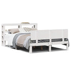 Bed frame with headboard solid pine wood white 150x200 cm