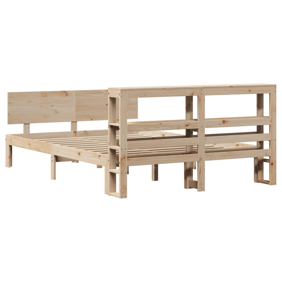 Bedframe met hoofdbord massief grenenhout 160x200 cm