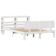 Bedframe met hoofdbord massief grenenhout wit 160x200 cm