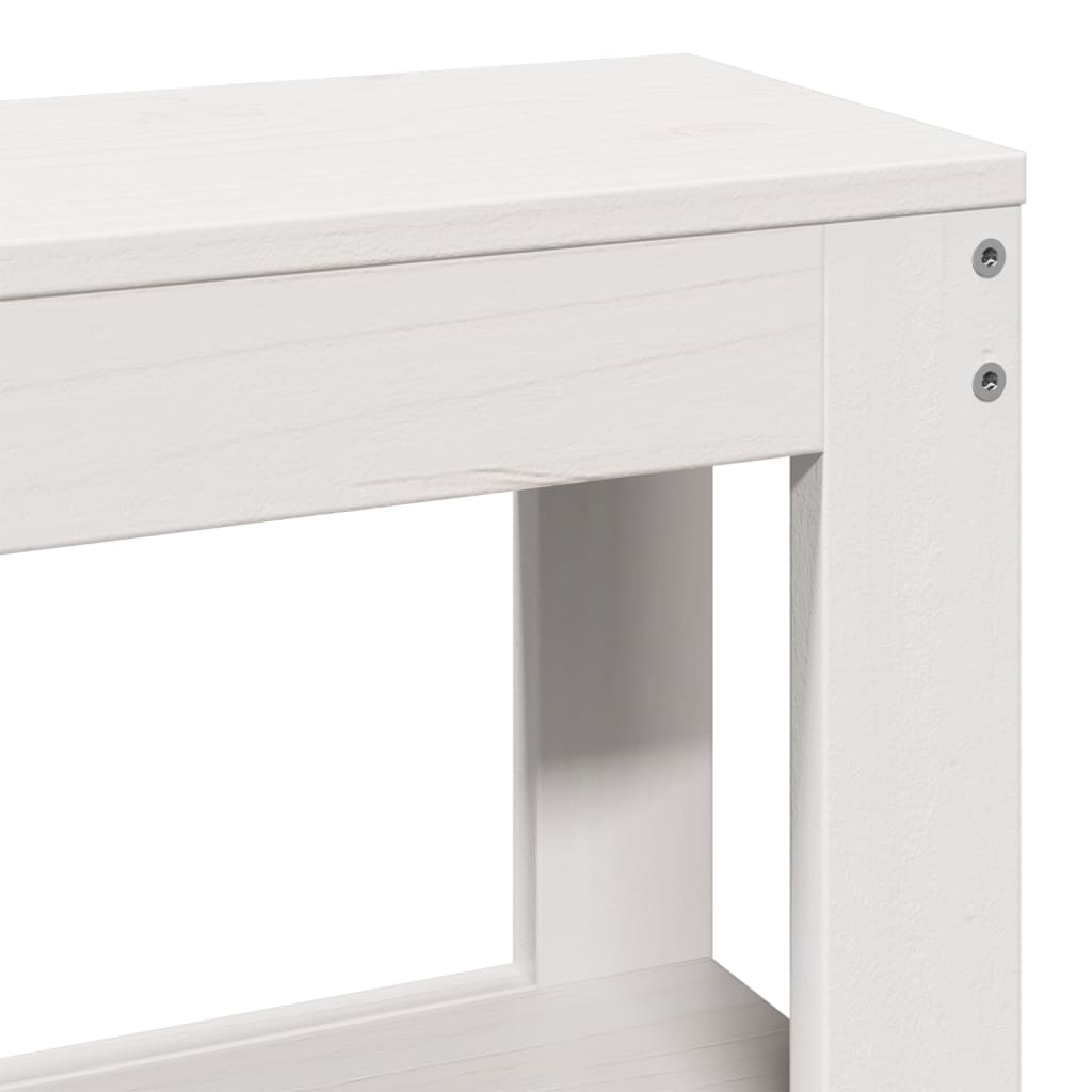 Bedframe met hoofdbord massief grenenhout wit 160x200 cm