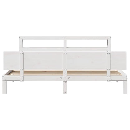 Bedframe met hoofdbord massief grenenhout wit 180x200 cm