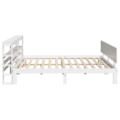Bedframe met hoofdbord massief grenenhout wit 180x200 cm