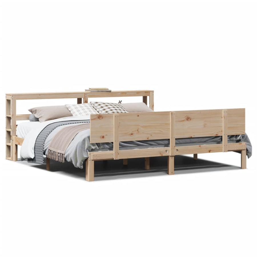 Bedframe Met Hoofdbord Massief Grenenhout 200 x 200 cm Naturel