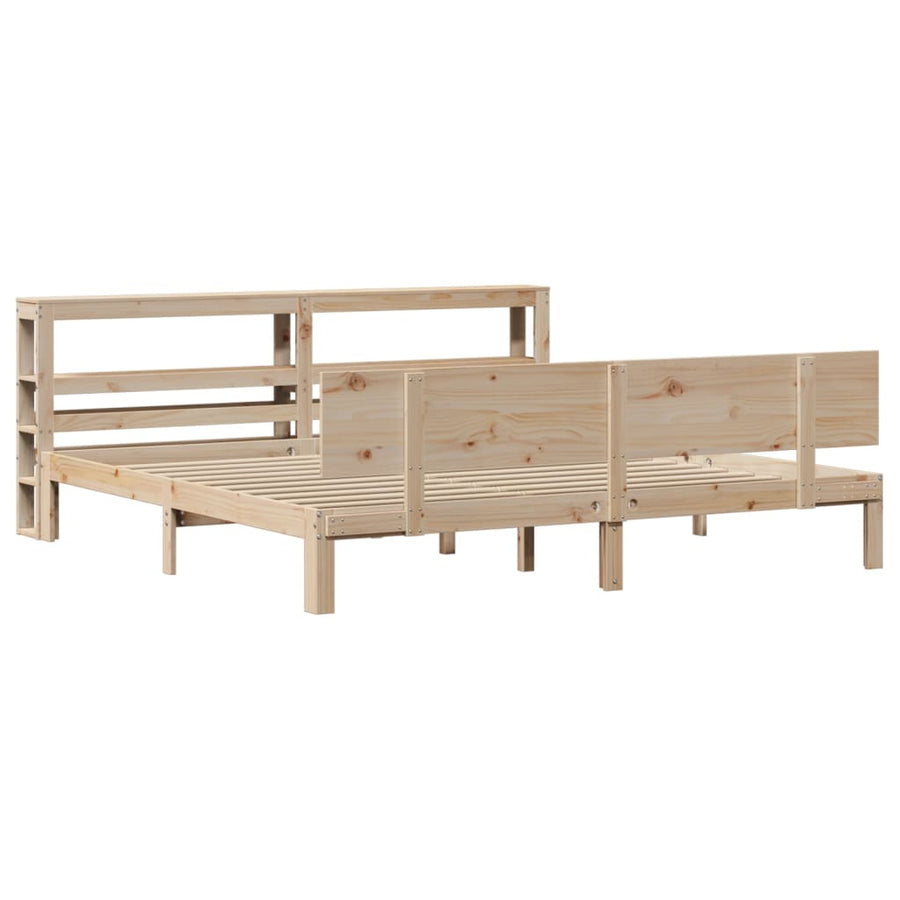 Bedframe Met Hoofdbord Massief Grenenhout 200 x 200 cm Naturel