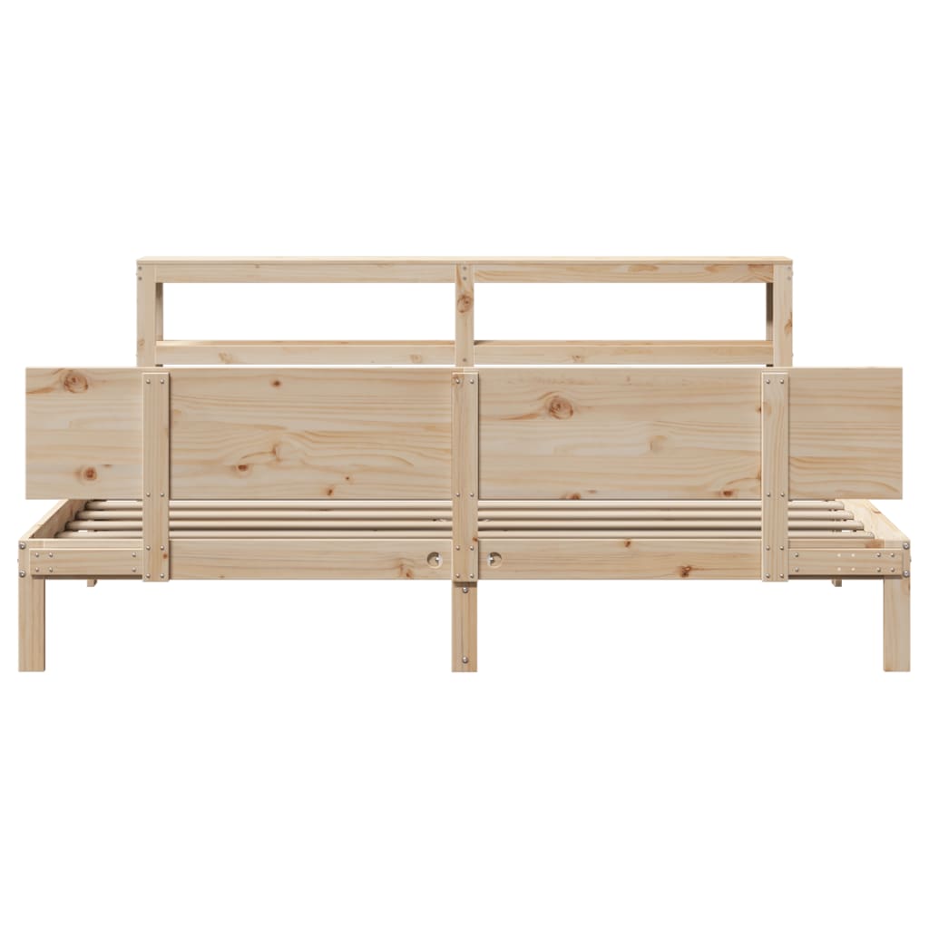 Bedframe Met Hoofdbord Massief Grenenhout 200 x 200 cm Naturel