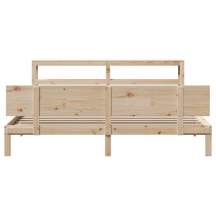Bedframe Met Hoofdbord Massief Grenenhout 200 x 200 cm Naturel