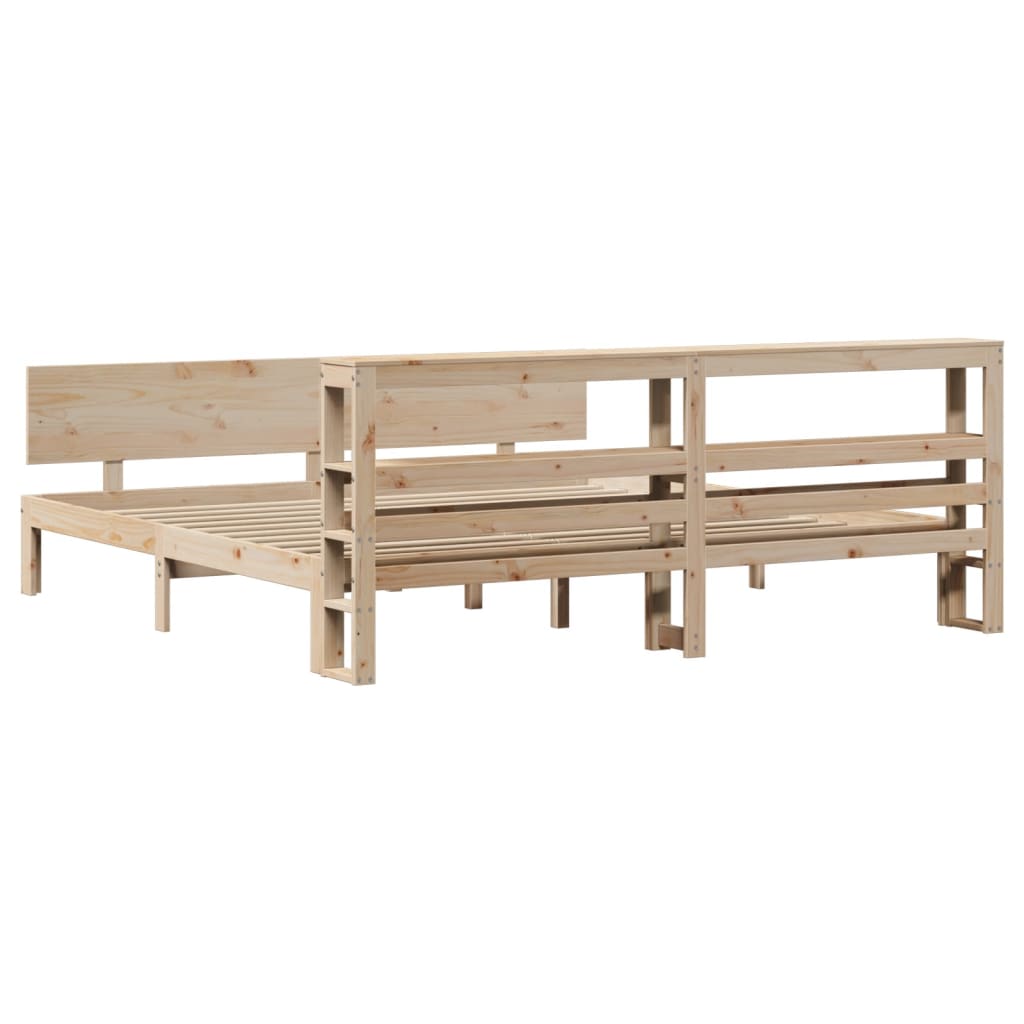 Bedframe Met Hoofdbord Massief Grenenhout 200 x 200 cm Naturel