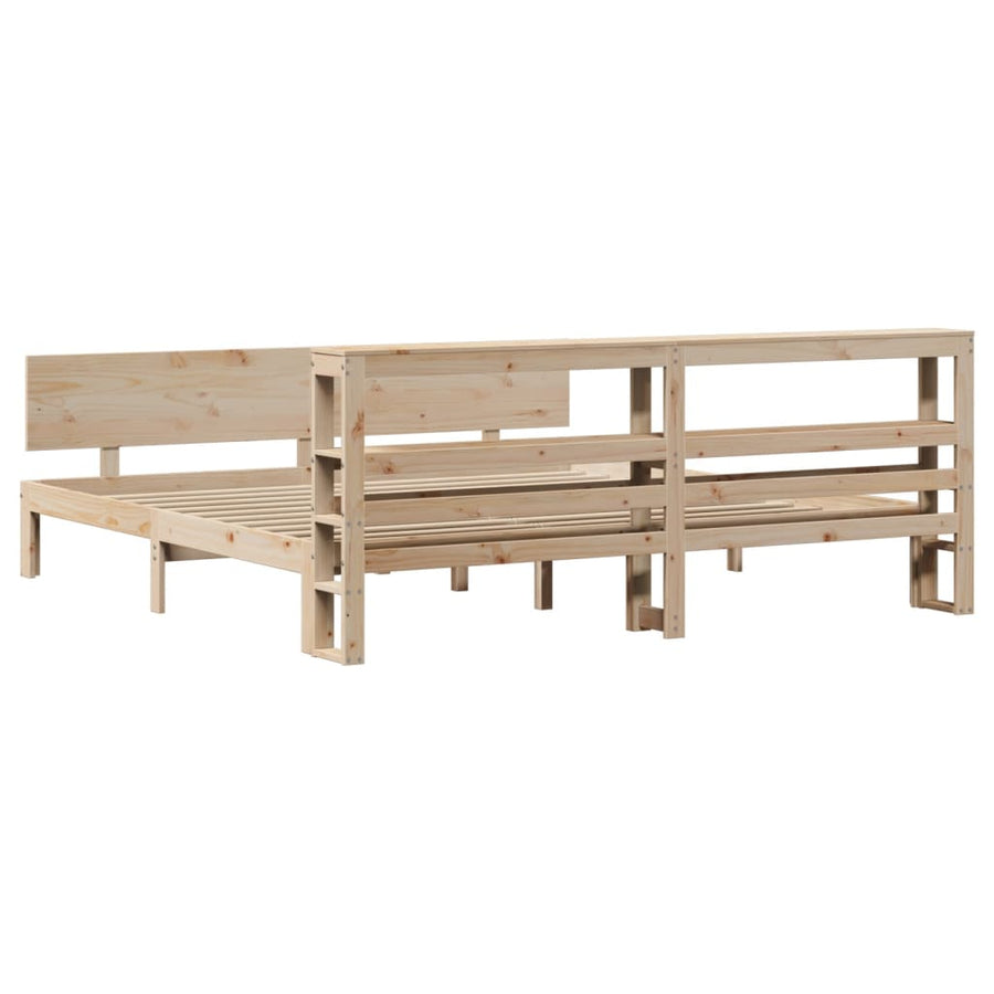 Bedframe Met Hoofdbord Massief Grenenhout 200 x 200 cm Naturel