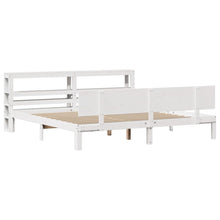 Bedframe met hoofdbord massief grenenhout wit 200x200 cm