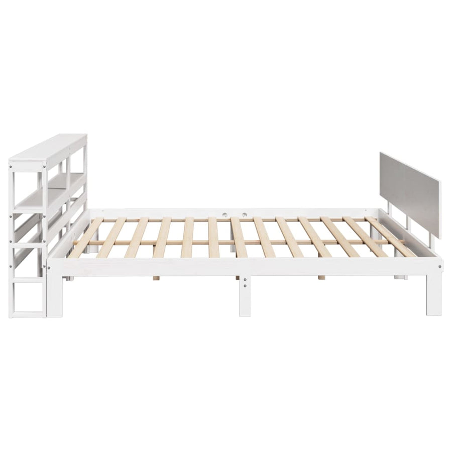 Bedframe met hoofdbord massief grenenhout wit 200x200 cm