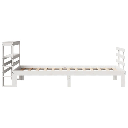 Bedframe met hoofdbord massief grenenhout wit 75x190 cm