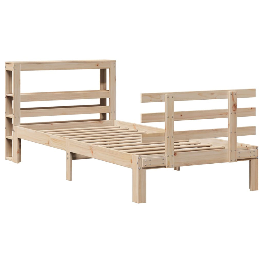 Bedframe met hoofdbord massief grenenhout 90x190 cm